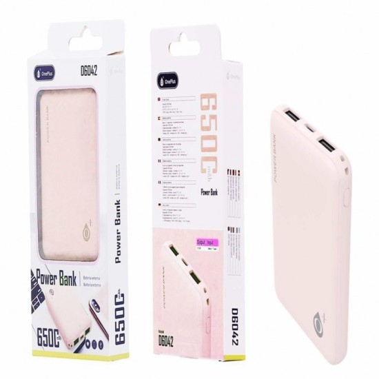 POWER BANK ONE PLUS D6042 6500MAH PINK